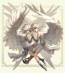 biped claws clothed clothing duo feathered_wings feathers feet fingers hair heterochromia male open_mouth open_smile smile toes wings mullmull angel humanoid winged_humanoid