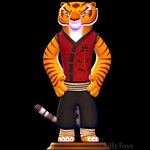 3d_modeling 3d_print anthro belt black_background claws clothed clothing female kung_fu red_clothing red_shirt red_topwear shirt simple_background smile solo stage stripes tail topwear sillytoys dreamworks kung_fu_panda master_tigress felid mammal pantherine tiger 1:1 3d_(artwork) digital_media_(artwork) hi_res