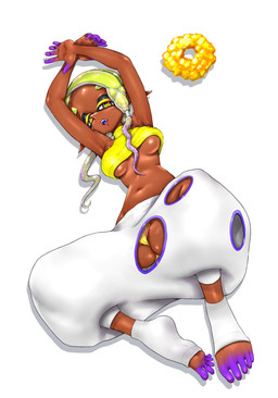 breasts clothing crop_top cutout female footwear looking_at_viewer lying not_furry on_back panties pseudo_hair shirt simple_background socks solo tentacle_hair tentacles toeless_footwear toeless_socks topwear under_boob underwear white_background koharuno2 nintendo splatoon frye_(splatoon) aquatic cephalopod humanoid inkling mollusk hi_res