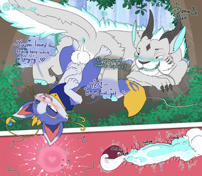 anatomically_correct animal_genitalia animal_penis anus balls big_penis blush bodily_fluids border bulge canine_genitalia canine_penis cervical_contact cock_hanging cum cum_from_vagina cum_in_uterus cum_in_vagina cum_inflation cum_inside day detailed_background dialogue dominant dominant_male duo ejaculation eye_roll eyes_mostly_closed feline_genitalia feline_penis female female_penetrated feral feral_on_feral feral_penetrated feral_penetrating feral_penetrating_feral forest fur genital_fluids genitals happy happy_sex heart_symbol impregnation inflation internal internal_vaginal knot knot_hanging knotting larger_dom larger_male leaking_cum looking_at_another looking_at_partner looking_pleasured male male/female male_penetrating male_penetrating_female narrowed_eyes nude open_mouth open_smile orgasm outside ovum ovum_with_heart penetration penile penile_penetration penis penis_in_vagina plant quadruped seductive sex shrub size_difference smaller_female smaller_penetrated smile sound_effects speech_bubble sperm_cell submissive submissive_female tail talking_to_another talking_to_partner text throbbing tongue tree uterus vaginal vaginal_knotting vaginal_penetration vulva whiskers draw&nap league_of_legends mythology riot_games tencent yuumi_(lol) zeke_(zekeofgods) domestic_cat dragon eastern_dragon felid feline felis furred_dragon furred_scalie mammal mythological_creature mythological_scalie scalie 2023 absurd_res artist_name colored digital_media_(artwork) english_text hi_res watermark