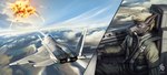 aircraft airplane anthro blonde_hair blue_eyes clothed clothing explosion green_clothing green_overalls grey_body grey_ears hair jet logo male mask overalls sitting sky solo text vehicle wearing_mask cereus93 artist_logo artist_name detailed hi_res