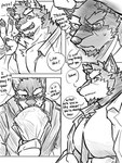 anthro blush bouquet countershading eyebrows flower flower_bouquet gesture hand_gesture looking_at_viewer male muscular muscular_anthro pawpads pecs plant solo text thick_eyebrows v_sign dj28sj lifewonders live_a_hero pubraseer canid canine canis domestic_dog mammal 3:4 english_text hi_res monochrome multiple_images