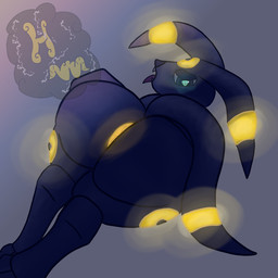 ambiguous_gender anus big_butt bioluminescence butt ears_down feral glowing glowing_anus glowing_eyes looking_back lying pivoted_ears raised_tail simple_background solo tail thick_thighs tongue tongue_out hurricane_weaver nintendo pokemon eeveelution generation_2_pokemon pokemon_(species) umbreon 1:1 watermark