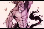 abs anthro black_bars claws ear_piercing forked_tongue hand_behind_head heart_symbol looking_at_viewer male muscular muscular_anthro muscular_male nude pecs piercing solo teeth tongue mutantparasitex nolan_(mutantparasitex) grem 2018 digital_media_(artwork) letterbox