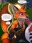 absurd_res anthro bodily_fluids canid canine clothed clothing crossdressing digital_media_(artwork) disney duo english_text erection fellatio femboy fox genitals hi_res legwear link6432 male male/male mammal nick_wilde oral oral_penetration penetration penile red_fox sex simple_background text tongue true_fox zootopia
