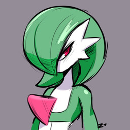ambiguous_gender angry chest_spike glistening_shoulders green_body green_hair grey_background hair pseudo_hair red_eyes simple_background solo spikes spikes_(anatomy) white_body zepiereite nintendo pokemon gardevoir generation_3_pokemon humanoid pokemon_(species) 2025 bust_portrait digital_drawing_(artwork) digital_media_(artwork) portrait