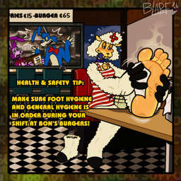 5_toes accessory angry anthro argument big_feet blue_body blush blush_lines bodily_fluids boots bow_ribbon bow_tie chair clothing collar collar_tag dress embarrassed feet female flower flower_in_hair foot_fetish foot_on_table footwear fur furniture group hair hair_accessory male male/female mascot_costume musk musk_cloud musky_feet napkin nervous_look on_chair plant purple_body restaurant shoes sitting sitting_on_chair smelly smelly_boots smelly_feet steamy_feet stink_cloud stink_fumes sweat sweaty_feet table tan_body tears toes trio wiggling_toes wiping_sweat wool_(fur) yelling_at_another blarf022 the_walten_files banny_(twf) bon_(twf) sha_(twf) bovid caprine lagomorph leporid mammal rabbit sheep 1:1 absurd_res hi_res