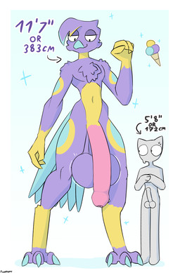 anthro athletic balls beak big_balls big_penis claws dessert duo erection feathers feet flaccid food foreskin genitals huge_balls huge_penis hyper hyper_genitalia hyper_penis ice_cream long_penis male multicolored_body penis presenting saggy_balls size_difference standing tall talons thick_thighs toe_claws toes floppyoppy avian felid mammal hi_res
