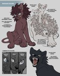 absurd_res black_body black_fur blue_eyes claws english_text fangs felid feral fur hi_res kaburion kemono lion male mammal mane open_mouth pantherine paws purple_eyes quadruped tail tail_tuft teeth text tongue tongue_out tuft white_body white_fur young young_feral young_male