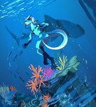 anthro dive group raining scuba sea solo_focus summer tail water mythology teryx teryx_commodore dragon mythological_creature mythological_scalie scalie hi_res