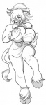 anklet anthro big_breasts bracelet breasts cleavage clothed clothing corset female heart_symbol highland holding_breast jewelry lingerie necklace smile solo tail topwear cryptozoo detani kylie_stone bovid bovine cattle mammal black_and_white hi_res monochrome