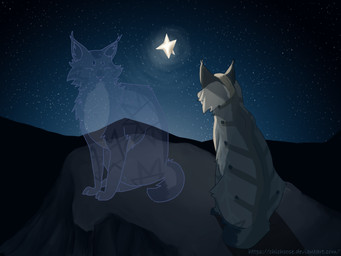 ambiguous_gender arm_tuft cheek_tuft cosmic_background duo ear_tuft elbow_tuft eyes_closed facial_tuft feral fur fur_markings fuzzy glowing grey_body grey_fur grief inner_ear_fluff light markings nature neck_tuft night outside rock short_tail sitting sky star starry_background starry_sky tail text translucent translucent_body tuft chichoose might_and_delight shelter_(game_series) inna_(shelter_2) felid feline ghost lynx mammal spirit 4:3 hi_res lighting url daughter_(lore) female_(lore) mother_(lore) mother_and_child_(lore) mother_and_daughter_(lore) parent_(lore) parent_and_child_(lore) parent_and_daughter_(lore)