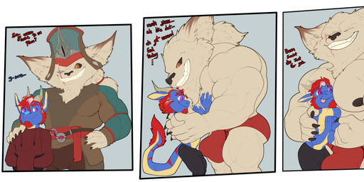anthro beard biceps big_muscles biped body_worship bottomwear briefs bulge chin_tuft claws clothed clothing detailed_bulge duo facial_hair facial_tuft feeling_up fingers forearms fur goatee grin grope growing growth hair happy huge_muscles humanoid_hands larger_male long_arms long_hair male male/male male_anthro muscle_growth muscle_inflation muscle_worship muscular muscular_arms muscular_male nipples oversized_arms pants pantsless pecs scar simple_background size_difference smaller_male smile speedo swimwear tail tail_tuft text topless topless_anthro topless_male tuft underwear undressing worship bristol league_of_legends mythology riot_games tencent kled_(lol) rakeesh dragon kobold mythological_creature mythological_scalie scalie yordle comic english_text hi_res sequence
