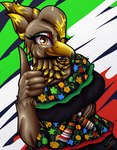 anthro big_breasts breasts brown_body clothed clothing dress female holidays mexican mexico one_eye_closed smile smirk solo wink yellow_eyes irc_(artist) alicia_(irc) fan_character accipitrid accipitriform avian bird eagle golden_eagle humanoid true_eagle hi_res