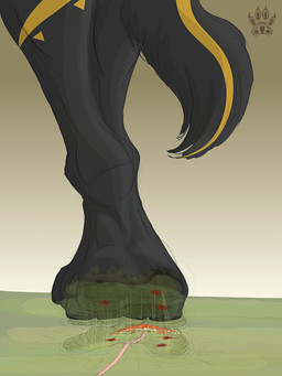 anthro crush feet gore macro male micro paws stomping trampling shiraclawr canid canine canis mammal wolf 3:4 absurd_res hi_res