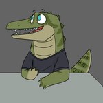 anthro blush braces clothing eyes_closed happy looking_at_viewer male patting semi-anthro shirt smile solo topwear benji_(artist) later_alligator benji_alligator_(benji) alligator alligatorid crocodilian reptile scalie 1:1 animated hi_res loop short_playtime