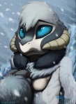 anthro blue_eyes breasts chest_tuft cold empty_eyes eyebrows female fur grey_body grey_fur hand_on_chest horn ice non-mammal_breasts outside raised_inner_eyebrows snow snowing solo tuft wings conditional_dnp sefeiren mythology lexi_(sefeiren) dragon fenra furred_dragon furred_scalie mythological_creature mythological_scalie northern_ice_fenra scalie 2013 half-length_portrait portrait