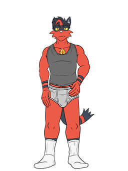 anthro briefs bulge chest_tuft clothing footwear grey_briefs grey_clothing grey_shirt grey_tank_top grey_topwear grey_underwear humanoid_hands male navel shirt socks solo tank_top topwear tuft underwear white_clothing white_footwear white_socks fuze nintendo pokemon lucas_(fuze) generation_7_pokemon pokemon_(species) torracat 3:4 hi_res