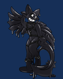 3_toes ambiguous_gender anthro bdsm bdsm_gear belt biped black_background black_body black_collar bondage bound clothing collar digitigrade dripping drone feathers feet fingers food fruit gas_mask glistening glistening_body goo-connected_lips goo_transformation grin harness latex latex_clothing latex_skinsuit leather liquid_latex long_tail looking_at_viewer male mask membrane_(anatomy) monotone_body multi_ear no_irises no_pupils plant simple_background skinsuit slime smile solo spade_tail standing straps tail teeth tight_clothing toes transformation white_eyes winged_arms wings aluminiumcucumbers mythology aquatic avali avian bird dragon goo_creature hybrid latex_creature living_latex mammal mythological_creature mythological_scalie scalie species_request symbiote 4:5 alpha_channel digital_drawing_(artwork) digital_media_(artwork) hi_res portrait