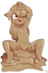 anthro biped clothed clothing female flat_chested hair looking_up messy mud mud_covered one-piece_swimsuit one_eye_closed open_mouth open_smile simple_background sitting smile solo swimwear tongue white_background young young_anthro young_female fuf friendship_is_magic hasbro my_little_pony apple_bloom_(mlp) equid equine horse mammal pony 2020 2:3 hi_res