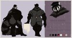 anthro barazoku belly big_butt big_muscles big_pecs biped black_belly black_body black_feet black_hands black_nipples border butt chain claws clothing featureless_crotch feet fluffy fluffy_tail fur hat headgear headwear huge_muscles huge_pecs hyper hyper_muscles information information_board long_tail male male_anthro markings melanistic muscular muscular_anthro muscular_male nipples nude nude_anthro pecs plantigrade red_eyes snout solo striped_body striped_markings striped_tail stripes tail tail_markings text white_face yellow_border hierro_(artist) ailurid mammal red_panda absurd_res english_text hi_res model_sheet