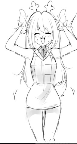 anthro antlers bottomwear checkered checkered_clothing checkered_sweater checkered_topwear clothing dancing eyes_closed female freckles horn open_mouth pattern_clothing pattern_sweater pattern_topwear skirt small_nose smile solo sweater tail topwear anonymous_artist caramelldansen deltarune undertale_(series) noelle_holiday deer mammal new_world_deer reindeer meme monochrome