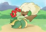 ambiguous_gender blush duo eyes_closed flower head_flower hug mountain open_mouth outside plant pseudo_bottomwear pseudo_clothing pseudo_skirt sky smile tree tderek99 nintendo pokemon bellossom elemental_creature flora_fauna generation_2_pokemon generation_5_pokemon humanoid pokemon_(species) whimsicott