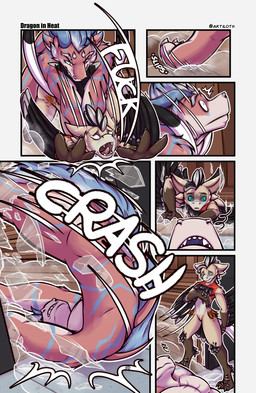 animal_genitalia anthro anthro_on_anthro broken_glass claws comic_panel door eyebrows falling falling_over feathered_wings feathers fur genital_slit genitals glass glass_door green_eyes head_feathers horn male male/male markings multicolored_body multicolored_fur nude nude_anthro nude_male orange_eyes pounce sauna size_difference slipping tail tail_feathers teeth thick_eyebrows tongue unconscious wings aktiloth mythology farsight_(character) pineapple_(character) avali dragon mythological_creature mythological_scalie scalie absurd_res comic hi_res