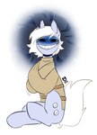 blue_body creepy_smile cutie_mark female feral hair looking_at_viewer notched_ear quadruped restraints smile straitjacket white_hair redxbacon hasbro my_little_pony fan_character white_pills_(oc) earth_pony equid equine horse mammal pony hi_res