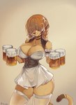 alcohol anthro beer beer_mug beverage blonde_hair breasts brown_body brown_fur cleavage clothed clothing corset female fur hair hair_over_eyes lederhosen legwear lingerie looking_at_viewer multicolored_body multicolored_fur panties panty_peek panty_shot partially_visible_underwear pigtails simple_background smile solo stockings tan_background thong topwear translucent translucent_clothing two_tone_body two_tone_fur underwear vest yellow_body yellow_fur balnurk felid lion mammal pantherine 2025 digital_drawing_(artwork) digital_media_(artwork) hi_res