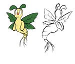 ambiguous_gender eyebrows flying front_view leaf leaf_wings mouth_closed rear_view red_eyes simple_background solo toony white_background white_sclera wings yellow_body virmir dryad 2022 absurd_res digital_media_(artwork) hi_res model_sheet