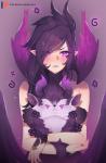 black_hair blush bracelet carrying_another cross-popping_vein female feral fluffy fur furyhorn_(lol) hair horn humanoid_pointy_ears jewelry long_hair looking_at_viewer paws pointy_ears purple_eyes vein wings nanoless league_of_legends riot_games tencent morgana_(lol) demon humanoid mammal winged_humanoid 2019