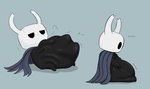 abdominal_bulge after_vore anthro anthro_pred belly big_belly black_body digestion fatal_vore fully_inside hand_on_belly same_size_vore simple_background sitting solo standing unseen_prey vore da~blueguy hollow_knight team_cherry the_knight_(hollow_knight) vessel_(species) 2024 sequence nonbinary_(lore)