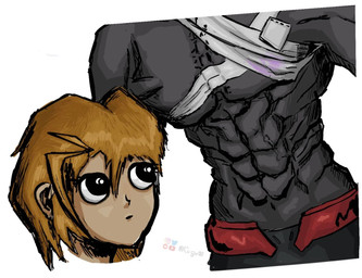 bandage blood bodily_fluids brown_hair chest_focus clothed clothing colored_blood duo female female_human hair looking_at_another looking_at_chest male male_humanoid muscular muscular_humanoid muscular_male purple_blood reaction_shot topless topless_humanoid topless_male unusual_blood unusual_bodily_fluids wide_eyed xenophilia cugu00 halo_(series) microsoft xbox_game_studios alien human humanoid mammal sangheili hi_res