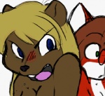 anthro black_eyes blonde_hair breasts brown_body brown_fur brown_hair cleavage clothed clothing duo eyewear female fight fur glasses hair open_mouth pushing red_body red_fur simple_background white_background white_body white_fur ajin beverly_(sailoranna) tina_(sailoranna) beaver canid canine fox mammal rodent 2d_animation animated low_res short_playtime