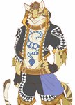 abs anthro clothed clothing countershading fur male muscular muscular_anthro muscular_male simple_background solo spots tattoo shimomaro nekojishi studio_klondike likulau clouded_leopard deity felid mammal pantherine 2018