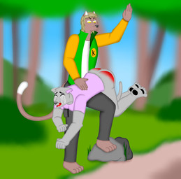 anthro bodily_fluids butt butt_slap clothed clothing corporal_punishment crying dominant dominant_male duo female forest forest_background hiking humiliation male nature nature_background on_knee on_lap pantsless pantsless_female pink_clothing pink_shirt pink_topwear plant public public_humiliation punishment reddened_butt shirt slap spank_marks spank_marks_on_ass spanking submissive submissive_female tears topwear tree maurispank judy_(maurispank) domestic_cat felid feline felis mammal hi_res