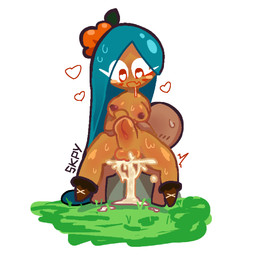 abdominal_bulge bodily_fluids cum cum_inflation cum_inside duo female genital_fluids inflation male male/female not_furry on_bottom on_top reverse_cowgirl_position sex snarkypastry cookie_run tiger_lily_cookie animate_inanimate cookie_(cookie_run) humanoid 1:1 hi_res