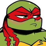 anthro blush clothing green_eyes half-closed_eyes kerchief looking_away male mask narrowed_eyes notched_shell pouting shell simple_background solo white_background inkyfrog teenage_mutant_ninja_turtles raphael_(tmnt) reptile scalie turtle 1:1 2018 bust_portrait low_res portrait reaction_image