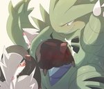 ambiguous_gender blush butt_slap duo feral slap spanking young young_feral shixiexiaomo nintendo pokemon excadrill generation_2_pokemon generation_5_pokemon pokemon_(species) tyranitar hi_res