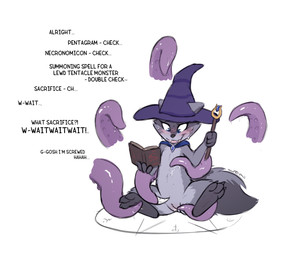 anthro blush bodily_fluids book cape clitoral_hood clothing dialogue fangs feet female fingers fur genital_fluids genitals hat headgear headwear holding_book holding_object imminent_death imminent_gore imminent_snuff leaking magic_user nude occult_symbol pentagram pussy_juice_leaking simple_background solo spread_legs spreading summoning_circle sweat sweatdrop symbol tail teeth tentacles text toes vaginal vaginal_fluid_string vaginal_fluids vulva witch witch_hat slowderpyguy mammal procyonid raccoon digital_media_(artwork) english_text