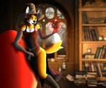 anthro clothed clothing female fire fur lips magic magic_user seductive smile solo spell thick_bottom_lip witch witchcraft lucareelo canid canine fox mammal absurd_res hi_res