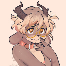 anthro blush collar eyewear floppy_ears flustered glasses horn male solo spiral spiral_eyes androdraw jasper_(ntr_throwaway) bovid caprine mammal 1:1 bust_portrait hi_res icon portrait