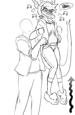 animal_slippers anthro bald blush clothing featureless_face female footwear hair hat headgear headwear horn lifted shoes size_difference slippers solo text rexhastala cavemanon_studios snoot_game anon anon_(snoot_game) schizo_chan_(snoot_game) compsognathid compsognathus dinosaur prehistoric_species reptile scalie theropod absurd_res hi_res japanese_text monochrome sketch