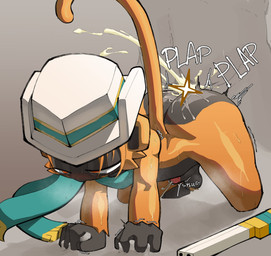 4_fingers anal_orgasm anthro anthro_focus anthro_penetrated balls big_butt black_balls black_body black_fur black_penis blue_scarf bodily_fluids butt clothing cum cum_from_ass cum_in_ass cum_inside cum_on_balls cum_on_butt cum_on_penis cumshot doggystyle ejaculation erection eye_roll faceless_character faceless_human faceless_male fingers from_behind_position fur genital_fluids genitals glans grabbing_sheets gun hair hands-free hat headgear headwear human_on_anthro human_penetrating human_penetrating_anthro interspecies male male/male male_penetrated male_penetrating male_penetrating_male motion_lines onomatopoeia orange_body orange_fur orange_hair orgasm penetration penis pink_glans ranged_weapon red_eyes scarf sex shaking solo_focus sound_effects text trembling weapon white_clothing white_hat white_headwear yellow_scarf monkiebrained bloons_tower_defense ninja_kiwi desperado_(bloons) haplorhine human mammal monkey primate hi_res