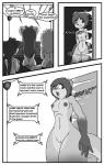 anthro breasts clothed clothing dialogue female genitals group nipples nude pussy text terdburgler jane_green linda_wright melissa_richards terra_kane mammal mustelid otter black_and_white comic english_text monochrome