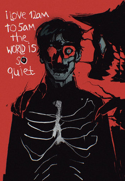 anthro biped black_body black_fur black_hair bone duo fur hair looking_at_another male red_background red_eyes simple_background skeleton skull soulfullhyena canid canine canis human mammal wolf 2026