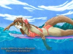 anthro bikini blue_eyes brown_hair clothed clothing female furgonomics hair looking_at_viewer outside skimpy solo surfer surfing swimwear tail tail_clothing two-piece_swimsuit water wave kacey domestic_ferret mammal mustelid musteline true_musteline weasel 2005 low_res