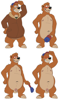 aged_up anthro balls circumcised clothing covering covering_crotch embarrassed flaccid genitals hat headgear headwear humanoid_genitalia humanoid_penis jacket male mostly_nude navel nipples penis shy slightly_chubby smile solo topwear unpopularwolf disney ducktales ducktales_(2017) talespin kit_cloudkicker bear mammal absurd_res hi_res