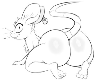 3_toes ambiguous_gender big_butt buckteeth butt butt_focus ear_piercing ear_tag feet feral huge_butt looking_at_viewer looking_back nude piercing rear_view solo teeth thick_thighs toes whiskers miso_souperstar mammal murid murine rat rodent 2025 absurd_res hi_res monochrome sketch